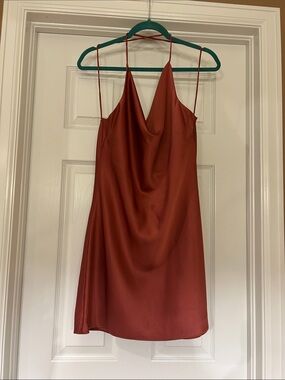 bishop + young Rust Red Backless Slip Dress